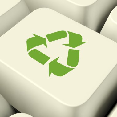 Recycle Icon Computer Key In Green Showing Recycling And Eco Fri clipart