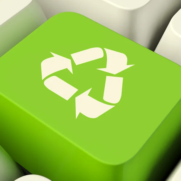 stock image Recycle Computer Key In Green Showing Recycling And Eco Friendly