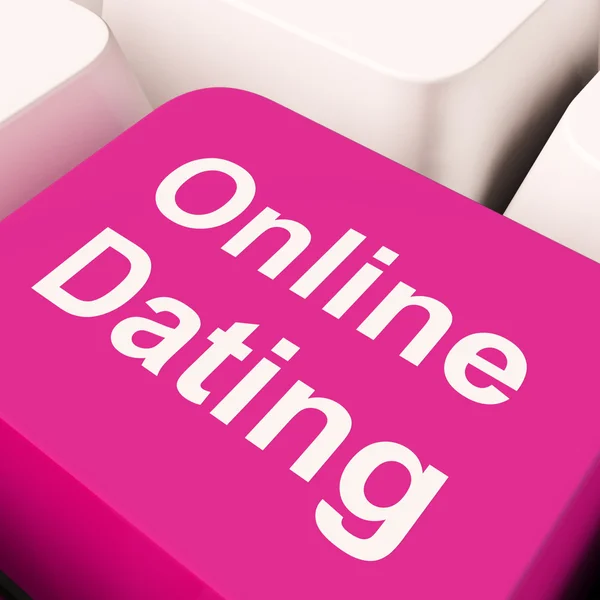 Online Dating Computer Key Showing Romance And Web Love — Stock Photo, Image
