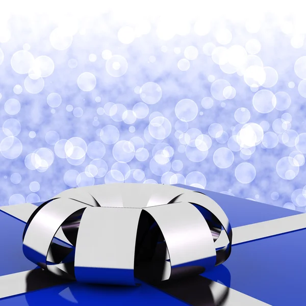Blå presentkartong med bokeh bakgrund för män födelsedag — Stockfoto