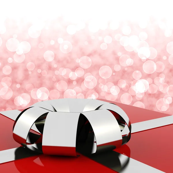 Red Giftbox With Bokeh Background For Womens Birthday — Stock Photo, Image