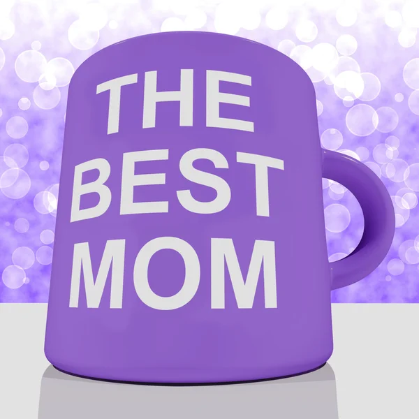 La migliore tazza di mamma con sfondo Bokeh mostrando una madre amorevole — Foto Stock
