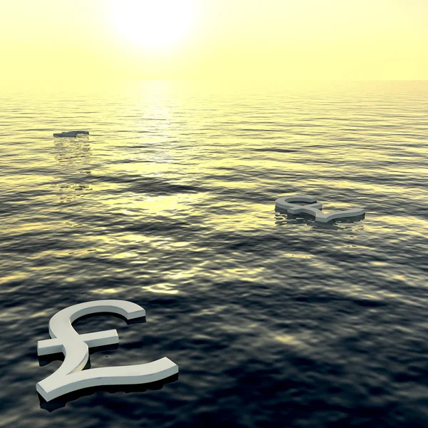 stock image Pounds Floating To A Sunset Showing Money Wealth Or Earnings