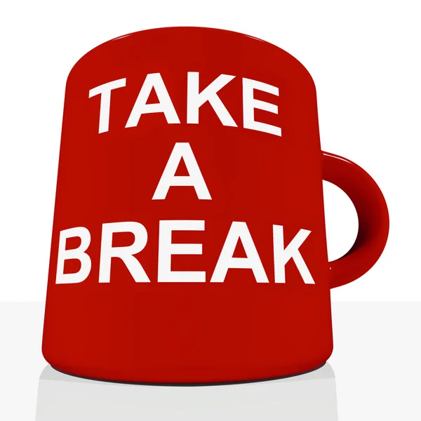 Take A Break Mug Showing Relaxing And Tiredness — Stock Photo, Image