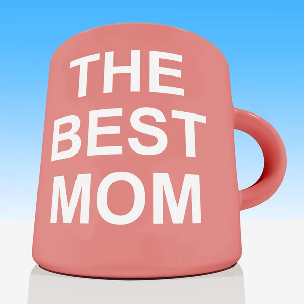 La mejor taza de mamá con fondo de cielo mostrando una madre cariñosa —  Fotos de Stock