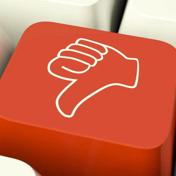 Thumbs Down Icon Computer Key Showing Dislike Failure And False — Stock Photo, Image