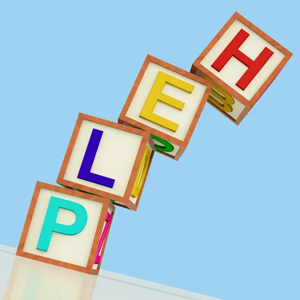 Help Blocks Showing Assistance Support And Answers — Stock Photo, Image