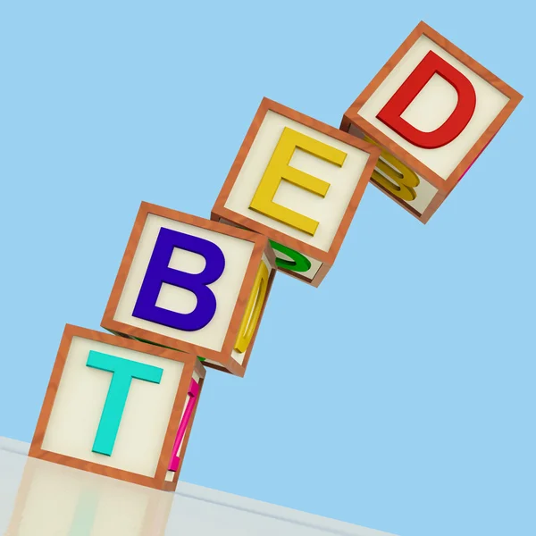 Debt Blocks Showing Bankruptcy Poverty And Being Broke — Stock Photo, Image