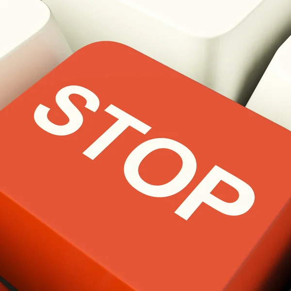 Klawisz STOP komputer pokazując odmowa paniki i negatywnych — Zdjęcie stockowe