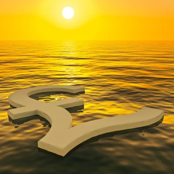 Stock image Pound Floating And Sunset Showing Money Wealth Or Earnings