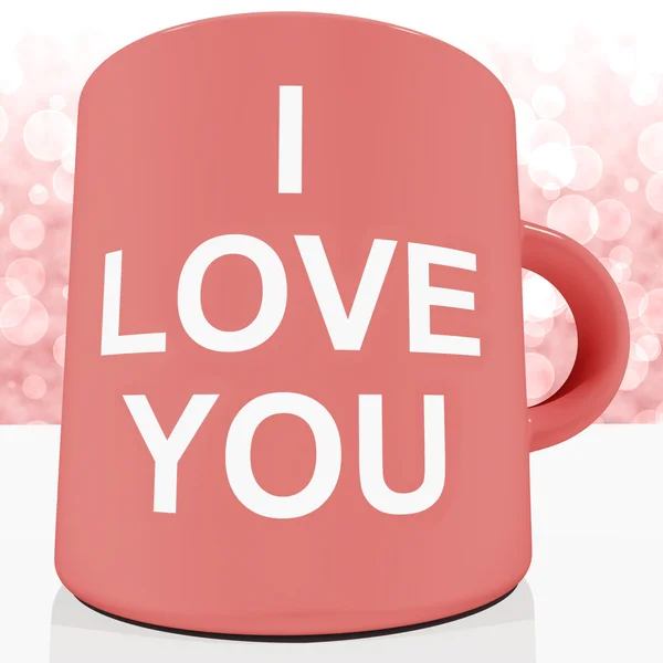 Je t'aime tasse avec fond Bokeh montrant la romance et Valenti — Photo
