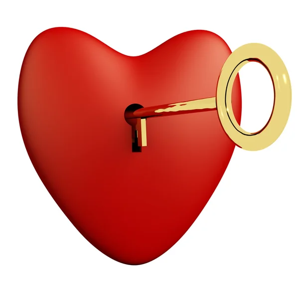 stock image Heart With Key And White Background Showing Love Romance And Val