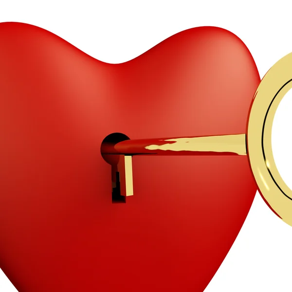 Hart met sleutel close-up tonen liefde romantiek en valentines — Stockfoto