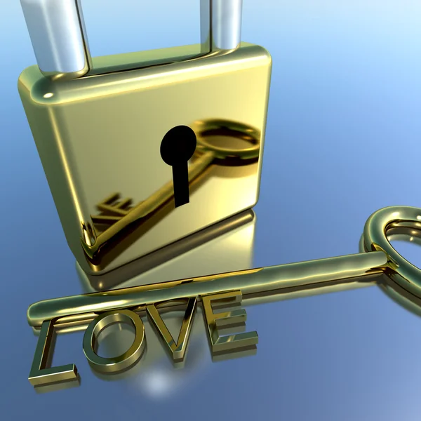 Padlock met liefde sleutel weergegeven: romantiek valentines en liefhebbers — Stockfoto