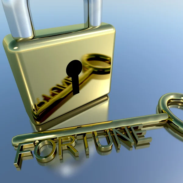 Hänglås med fortune nyckel visar lycka framgång och rikedom — Stockfoto