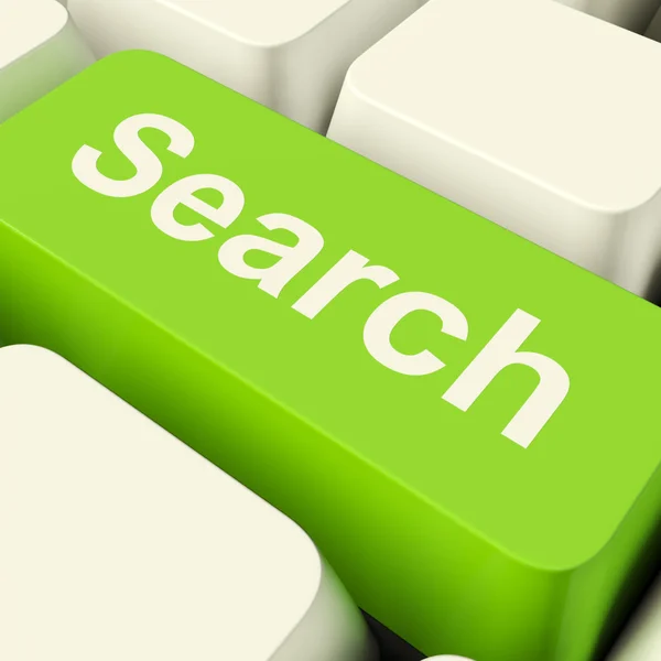 Wyszukiwanie komputera klucz na zielono wyświetlone jest dostęp do Internetu i online — Zdjęcie stockowe
