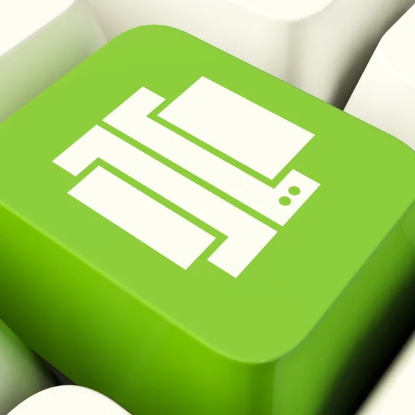 Print Computer Key In Green Showing Access To A Hard Copy — Stock Photo, Image