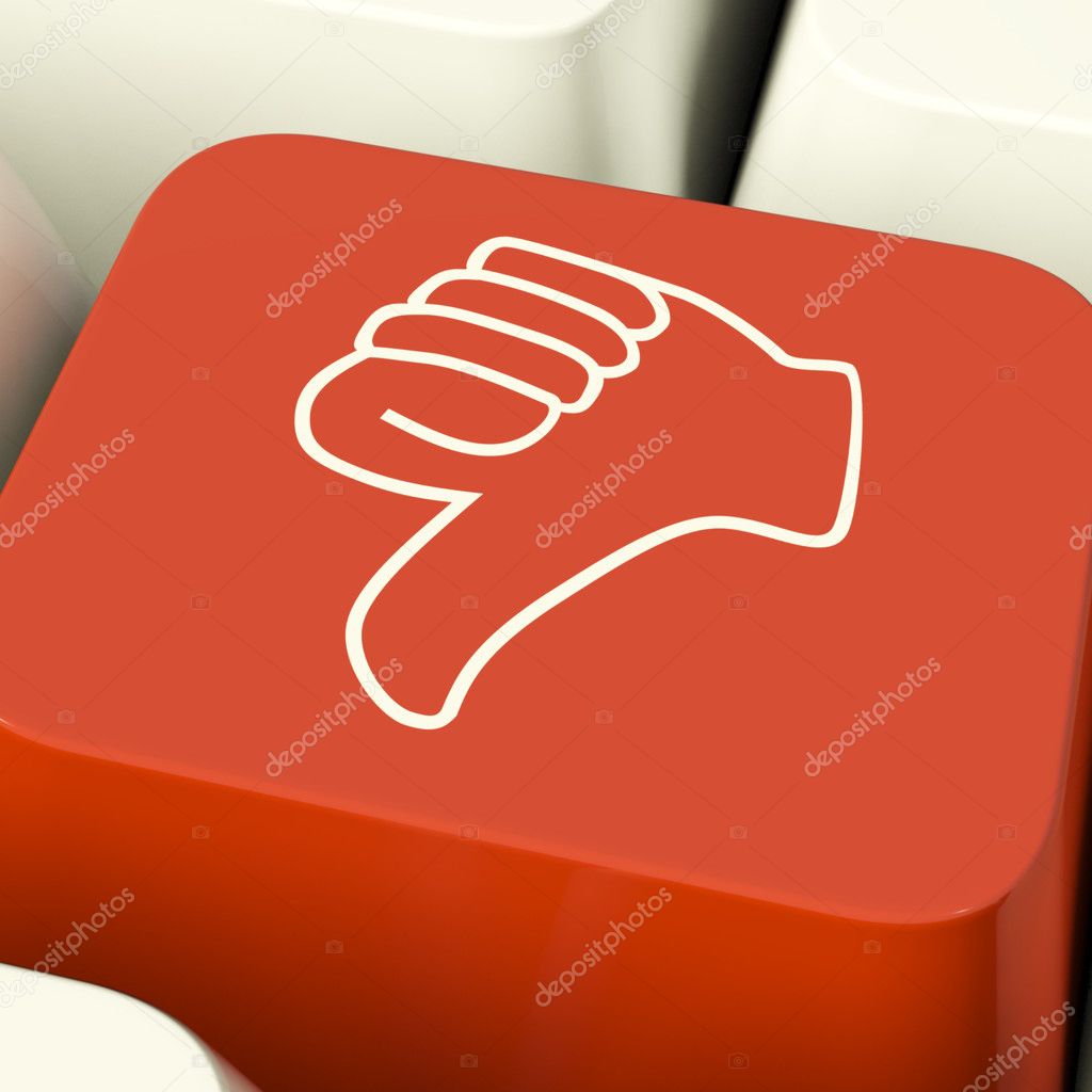 Thumbs Down Icon Computer Key Showing Dislike Failure And False