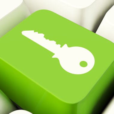 Key Computer Button In Green Showing Security And Protection clipart