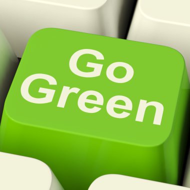 Go Green Computer Key Showing Recycling And Eco Friendly clipart