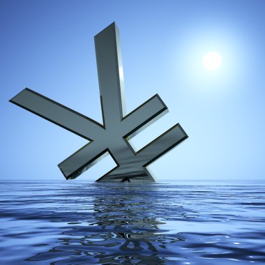 Yen Sinking In The Sea Showing Depression Recession And Economi clipart