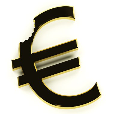 Euro With Bite Showing Devaluation Economic Crisis And Recession clipart