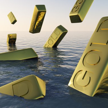 Gold Bars Sinking Showing Depression Recession And Economic Dow clipart