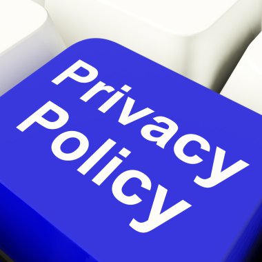 Privacy Policy Computer Key In Blue Showing Company Data Protect clipart