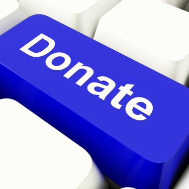 Donate Computer Key In Blue Showing Charity And Fundraising clipart