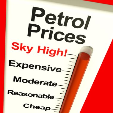 Petrol Prices Sky High Monitor Showing Soaring Fuel Expenses clipart