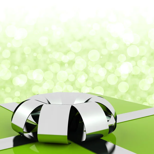 Caja de regalo verde con fondo Bokeh para el cumpleaños de los hombres — Foto de Stock
