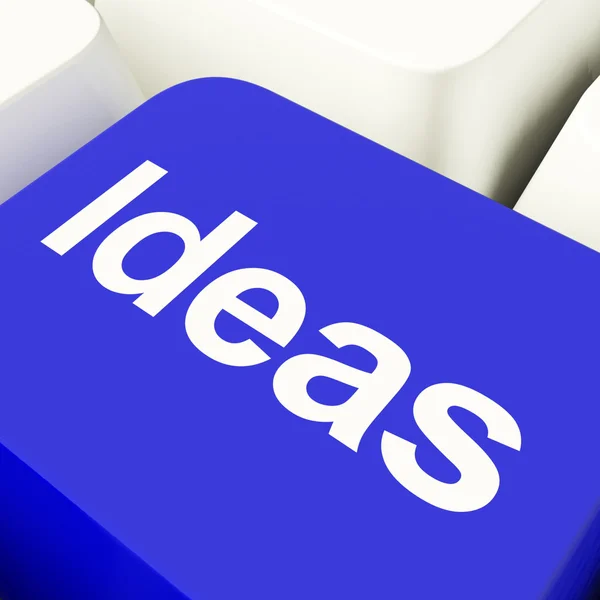 Idéer dator nyckel i blått visar begrepp eller kreativitet — Stockfoto