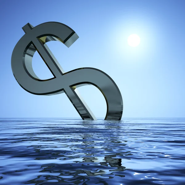 stock image Dollar Sinking And Sun Showing Depression Recession And Economic