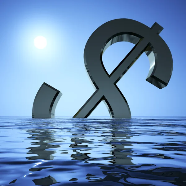 Dollar Sinking In The Sea Showing Depression Recession And Econo — Stock Photo, Image