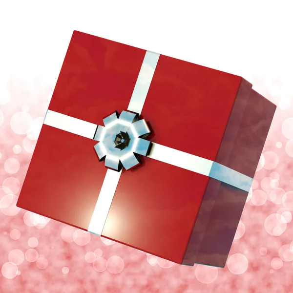 Caixa de presente vermelha com fundo Bokeh para meninas aniversário — Fotografia de Stock