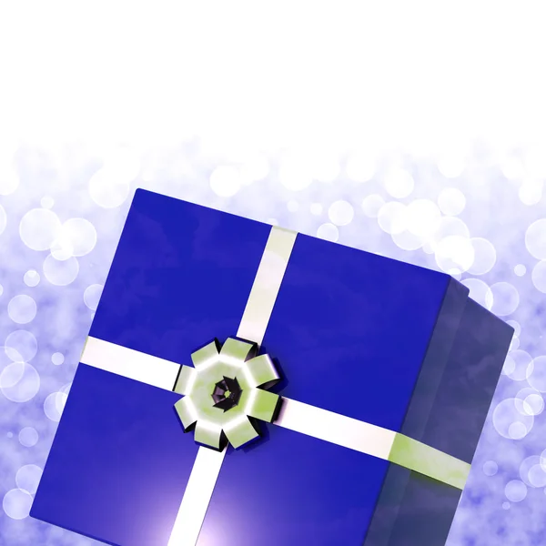 Blaue Geschenkbox mit Bokeh-Hintergrund für Herren Geburtstag — Stockfoto
