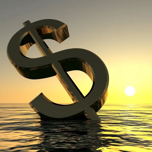 stock image Dollar Sinking And Sunset Showing Depression Recession And Econo