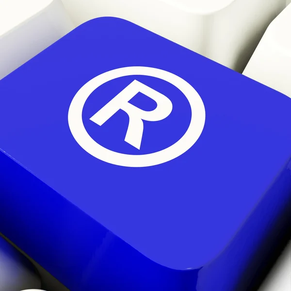 Registered Computer Key In Blue Showing Patent Or Trademark — Stock Photo, Image