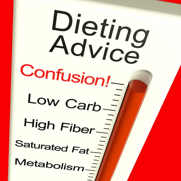 节食忠告混乱监视器显示的饮食信息和瑞宇 — 图库照片
