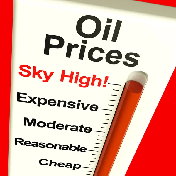 Oil Prices High Monitor Showing Expensive Fuel Costs — Stock Photo, Image