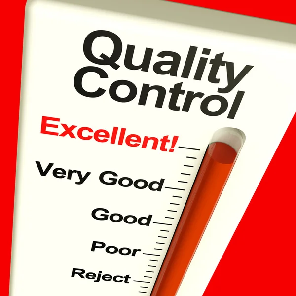 Kvalitetskontrol fremragende skærm viser tilfredshed og Perfe - Stock-foto