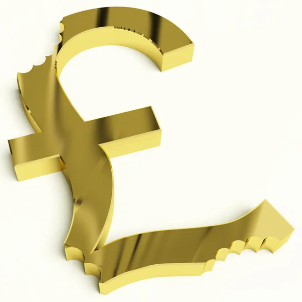 Pound With Bite Showing Devaluation Economic Crisis And Recessio — Stock Photo, Image