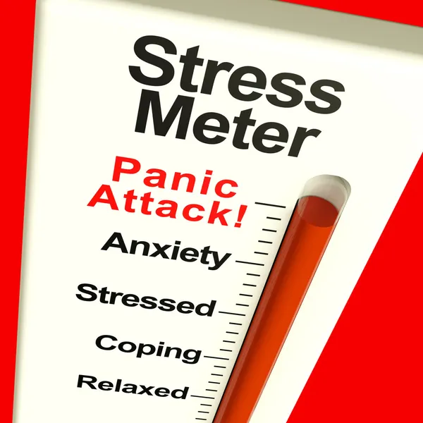 Medidor de estrés que muestra ataque de pánico por estrés o preocupación Imágenes De Stock Sin Royalties Gratis