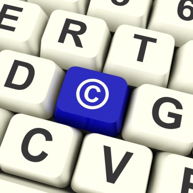 Copyright Blue Computer Key Showing Patent Or Trademark clipart