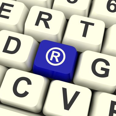 Registered Computer Blue Key Showing Patent Or Trademark clipart