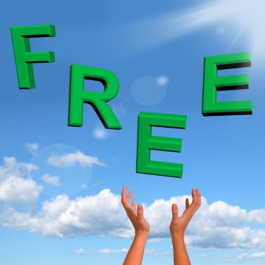 Free Word Falling In Green Showing Freebies and Promotions clipart