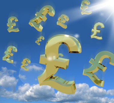 Pound Signs In The Sky As A Sign Of Money clipart