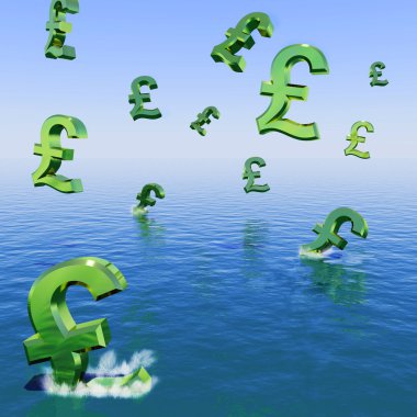 Pounds Falling In The Sea Showing Depression Recession And Econo clipart