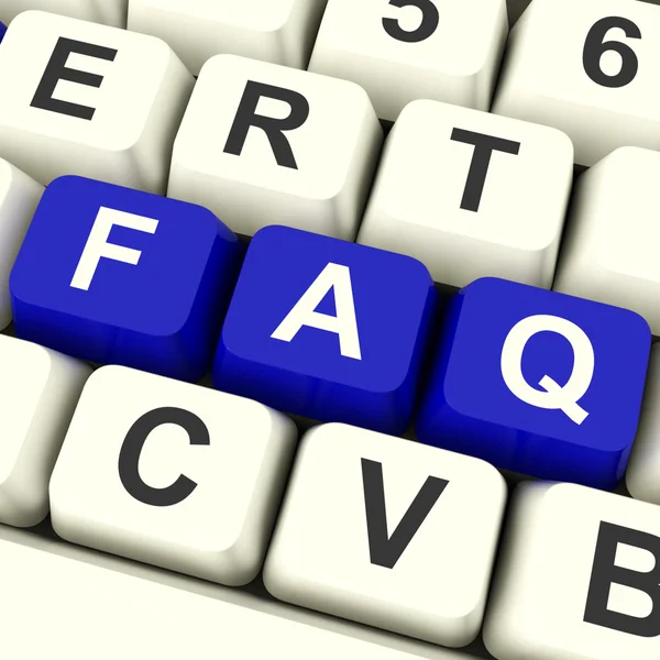 FAQ Computer Keys In Blue Showing Information — Stock Photo, Image