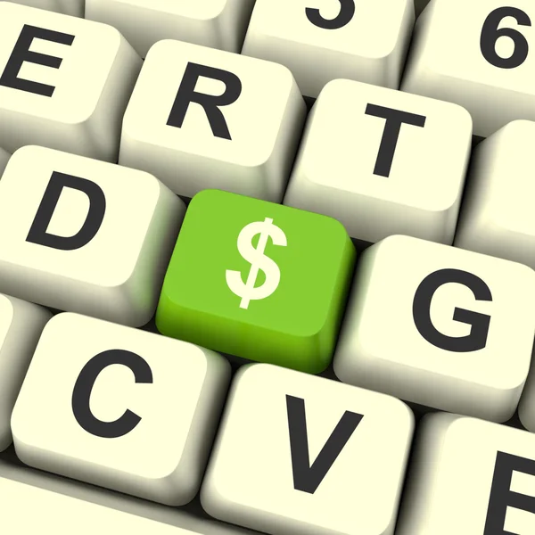 Dollaro Simbolo Computer chiave mostrando soldi o investimenti — Foto Stock